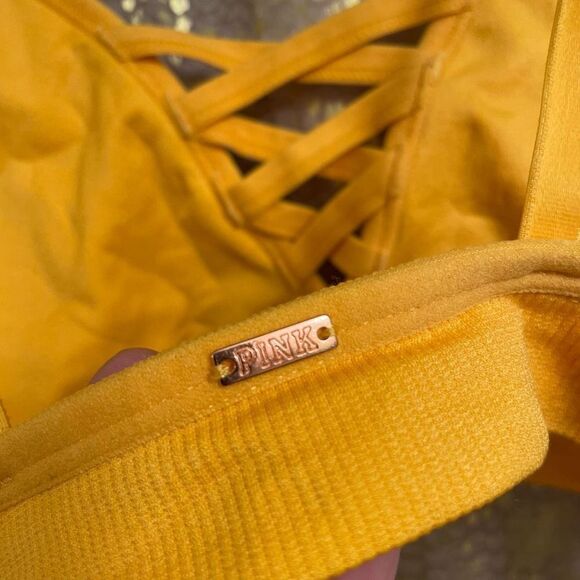 PINK Victorias Secret Golden Yellow Weekender Seamless Shine Strappy Bralette, M - Picture 6 of 7